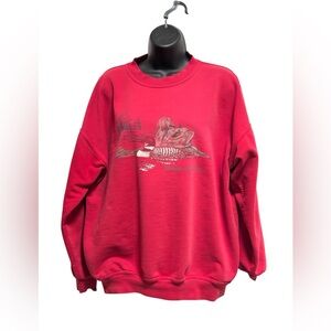 Northern Reflections Red Crewneck Sweatshirt with Nature Graphic Vintage
